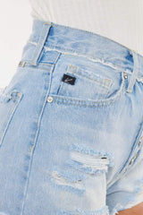 Kancan Distressed Button Fly Denim Shorts - Trendsi - Flyclothing LLC