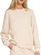 Zenana Scuba Crewneck Pullover and Pants Set - Trendsi - Flyclothing LLC