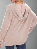 Double Take Textured Kangaroo Pocket Long Sleeve Hoodie - Trendsi - Flyclothing LLC