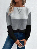 Color Block Boat Neck Sweater - Trendsi - Flyclothing LLC