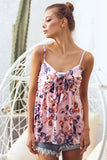 BiBi Floral Printed Jersey Knit with Tie Ribbon Front - Trendsi