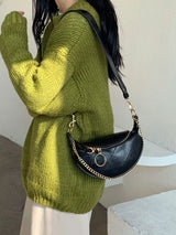 Chain Decor Crescent Crossbody Bag - Trendsi - Flyclothing LLC