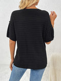Round Neck Half Sleeve Knit Top - Trendsi