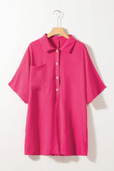 Half Button Collared Neck Romper - Trendsi - Flyclothing LLC
