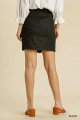 Umgee Linen Blend Button Down Skirt with Pockets - Trendsi - Flyclothing LLC
