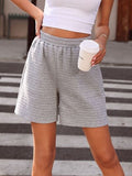 Texture Elastic Waist Shorts - Trendsi