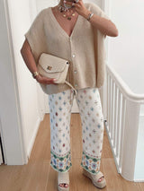 V-Neck Button Up Short Sleeve Cardigan - Trendsi - Flyclothing LLC