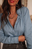Button Up Long Sleeve Denim Top - Trendsi - Flyclothing LLC