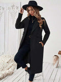 One Button Wool Blend Overcoat - Trendsi - Flyclothing LLC
