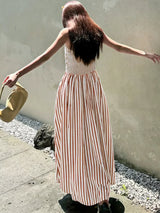 Striped Spaghetti Strap Casual Maxi Dress - Trendsi - Flyclothing LLC