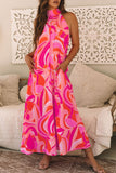 Contrast Grecian Neck Maxi Dress - Trendsi