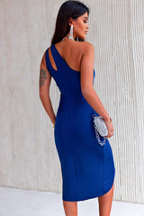 Ruched Cutout Single Shoulder Dress - Trendsi - Flyclothing LLC