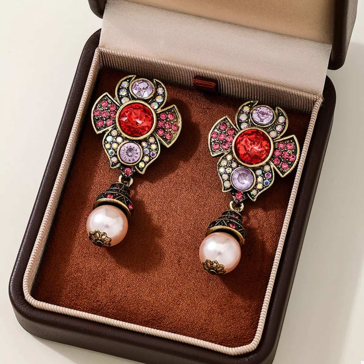 Zinc Alloy Flower Pearl Drop Earrings - Trendsi - Flyclothing LLC