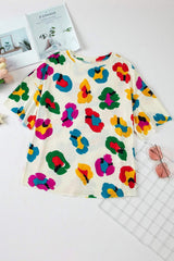 Printed Round Neck Half Sleeve Top - Trendsi - Flyclothing LLC