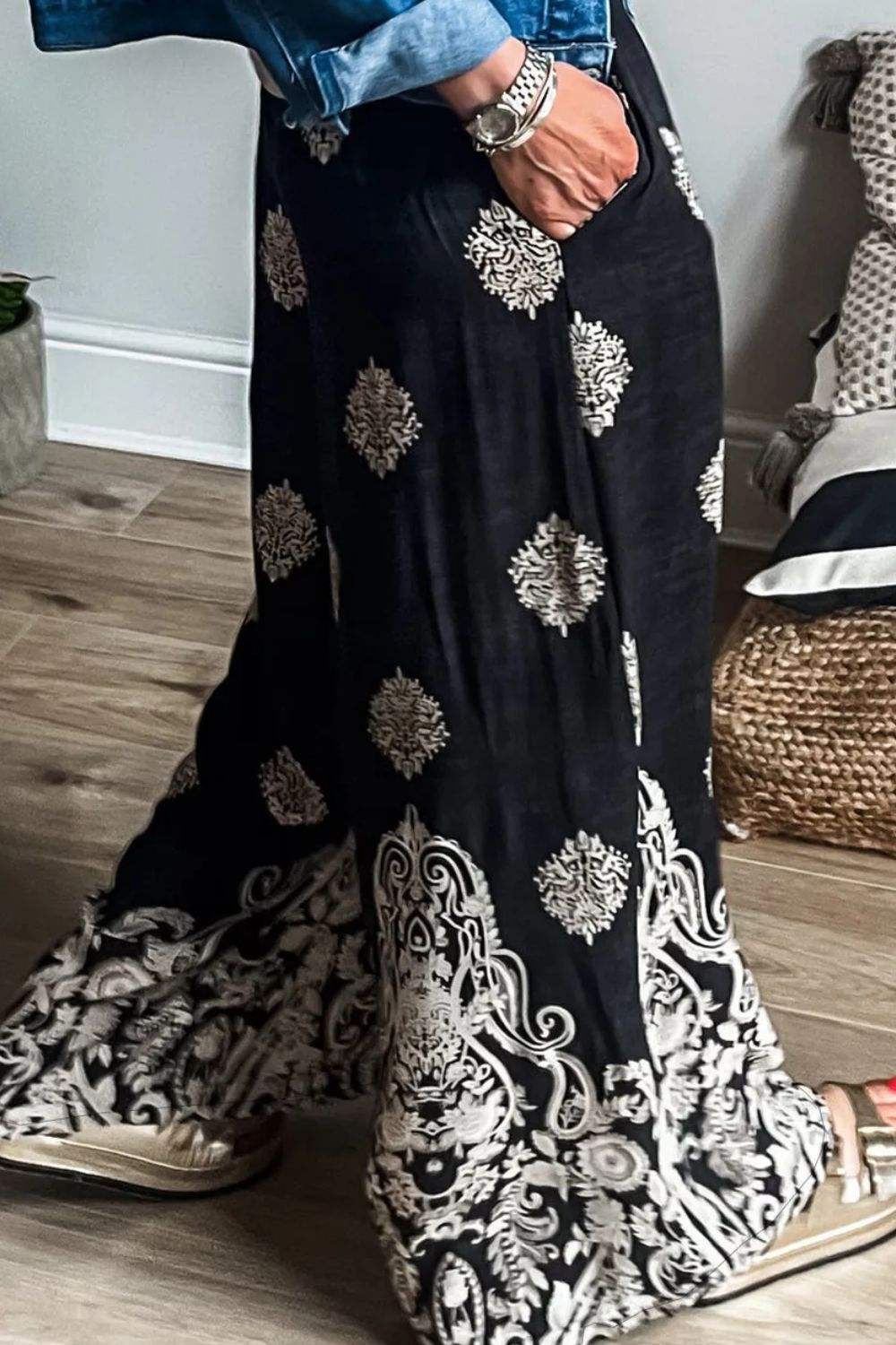Printed Wide Leg Pants - Trendsi - Flyclothing LLC