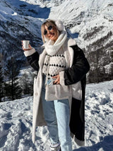 Contrast Round Neck Long Sleeve Sweater - Trendsi - Flyclothing LLC