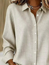 Full Size Plaid Button Up Long Sleeve Shirt Plus Size - Trendsi - Flyclothing LLC