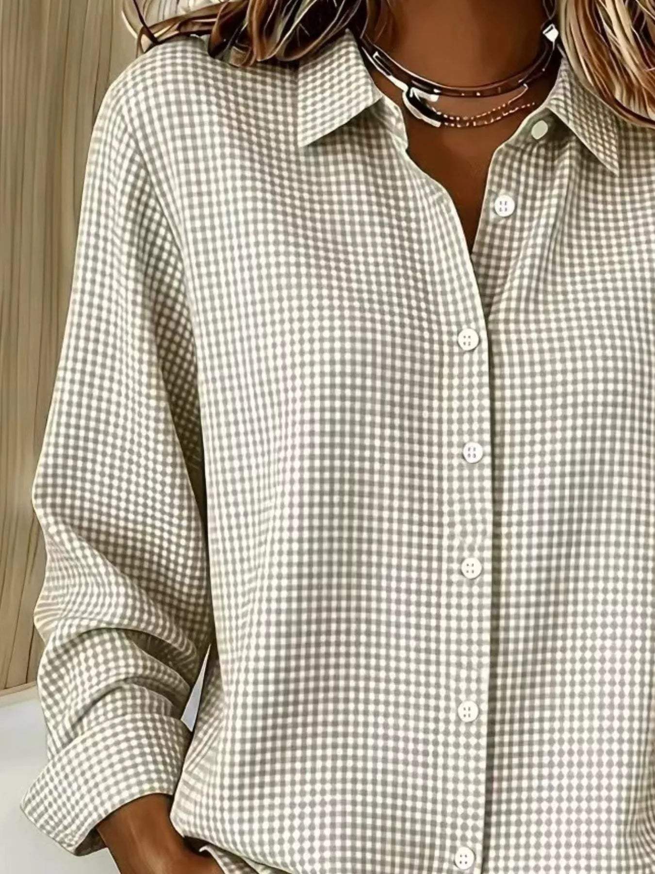 Full Size Plaid Button Up Long Sleeve Shirt Plus Size - Trendsi - Flyclothing LLC