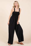 Mittoshop Smocked Wide Strap Wide Leg Overalls - Trendsi - Flyclothing LLC