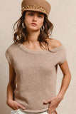BiBi One Side Off Shoulder Knit Top - Trendsi