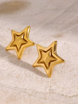 Stainless Steel Star Stud Earrings - Trendsi - Flyclothing LLC