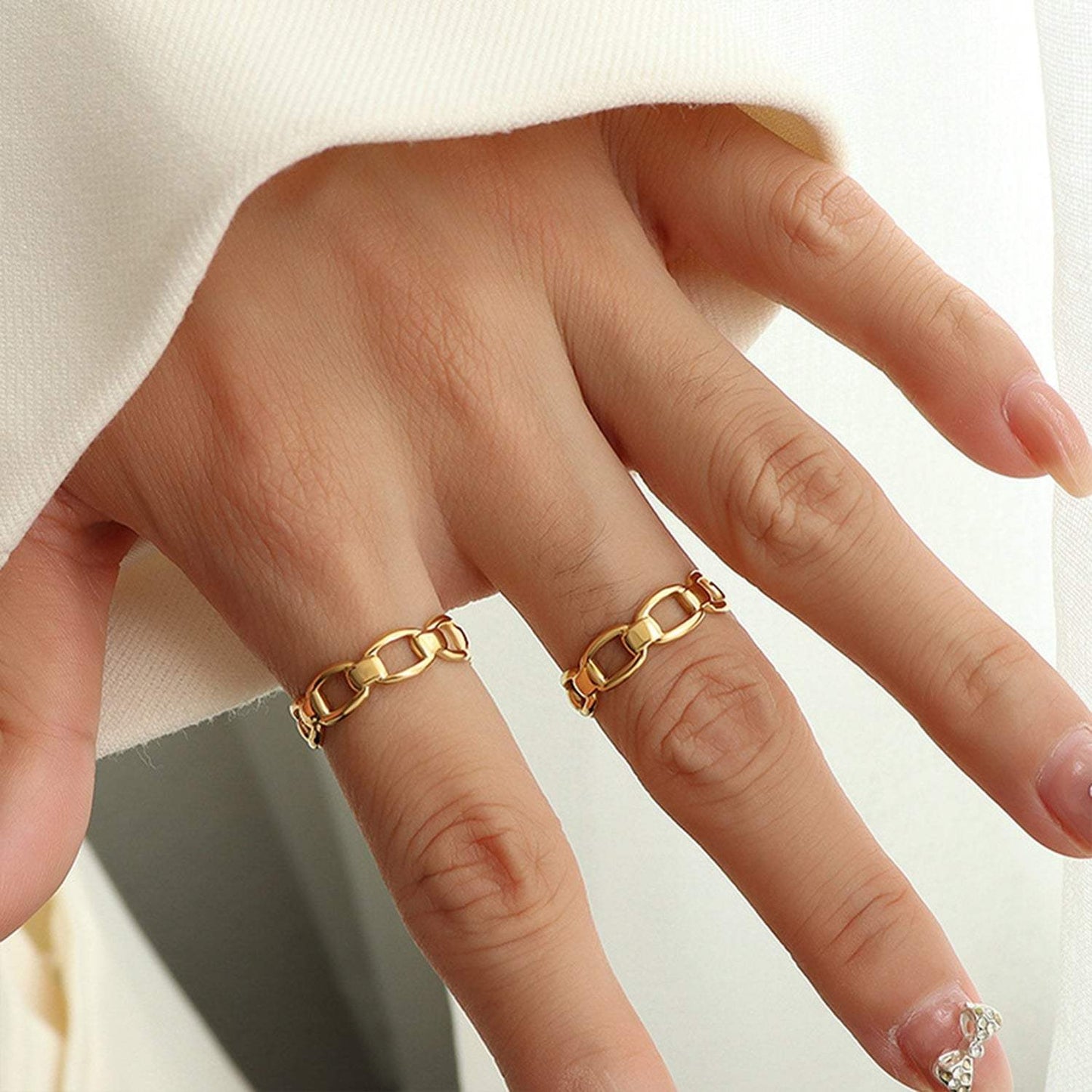 Titanium Steel Gold-Plated Adjustable Ring - Trendsi - Flyclothing LLC