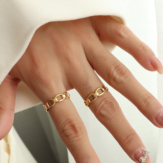Titanium Steel Gold-Plated Adjustable Ring Trendsi
