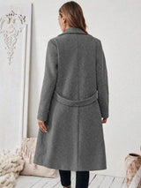 Full Size Elegant Lapel Collar Belted Coat with Pockets Plus Size - Trendsi - Flyclothing LLC