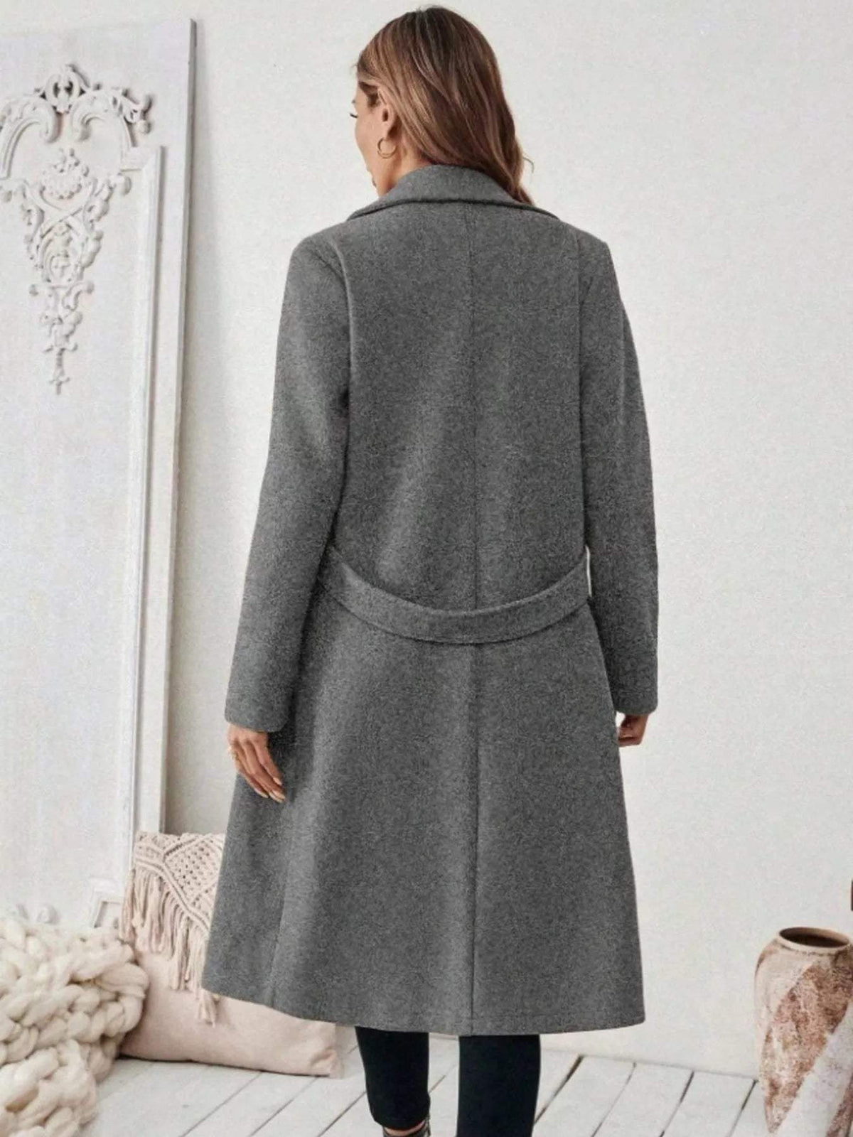 Full Size Elegant Lapel Collar Belted Coat with Pockets Plus Size - Trendsi - Flyclothing LLC