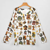 Baha Ranch Long Sleeve Vintage Cowboy Collage Top