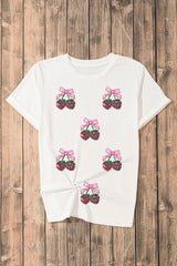 Sequin Cherry Round Neck Short Sleeve T-Shirt - Trendsi - Flyclothing LLC