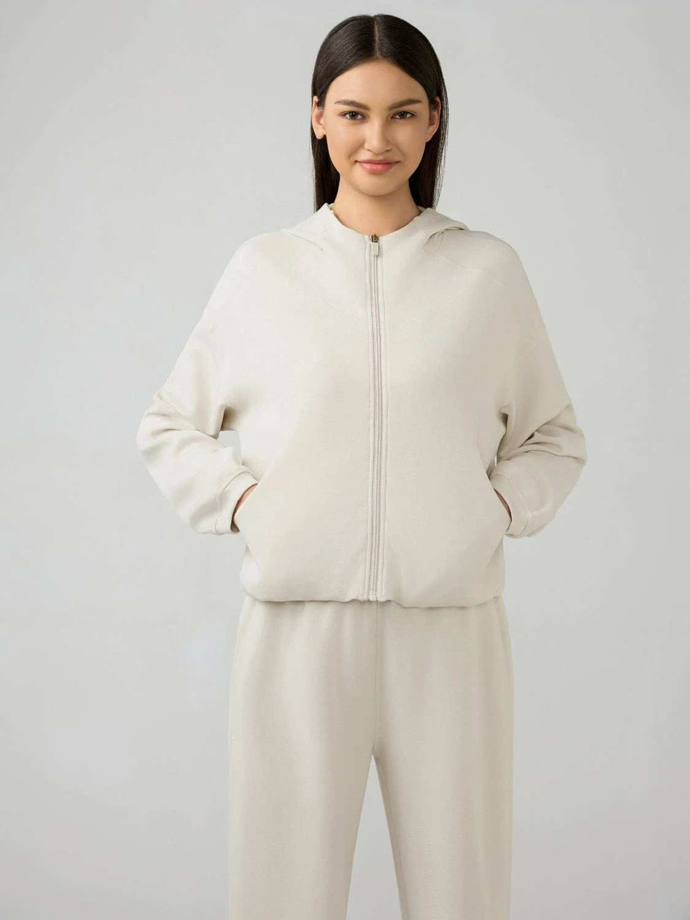 Zip Up Dropped Shouder Active Hooded - Trendsi - Flyclothing LLC