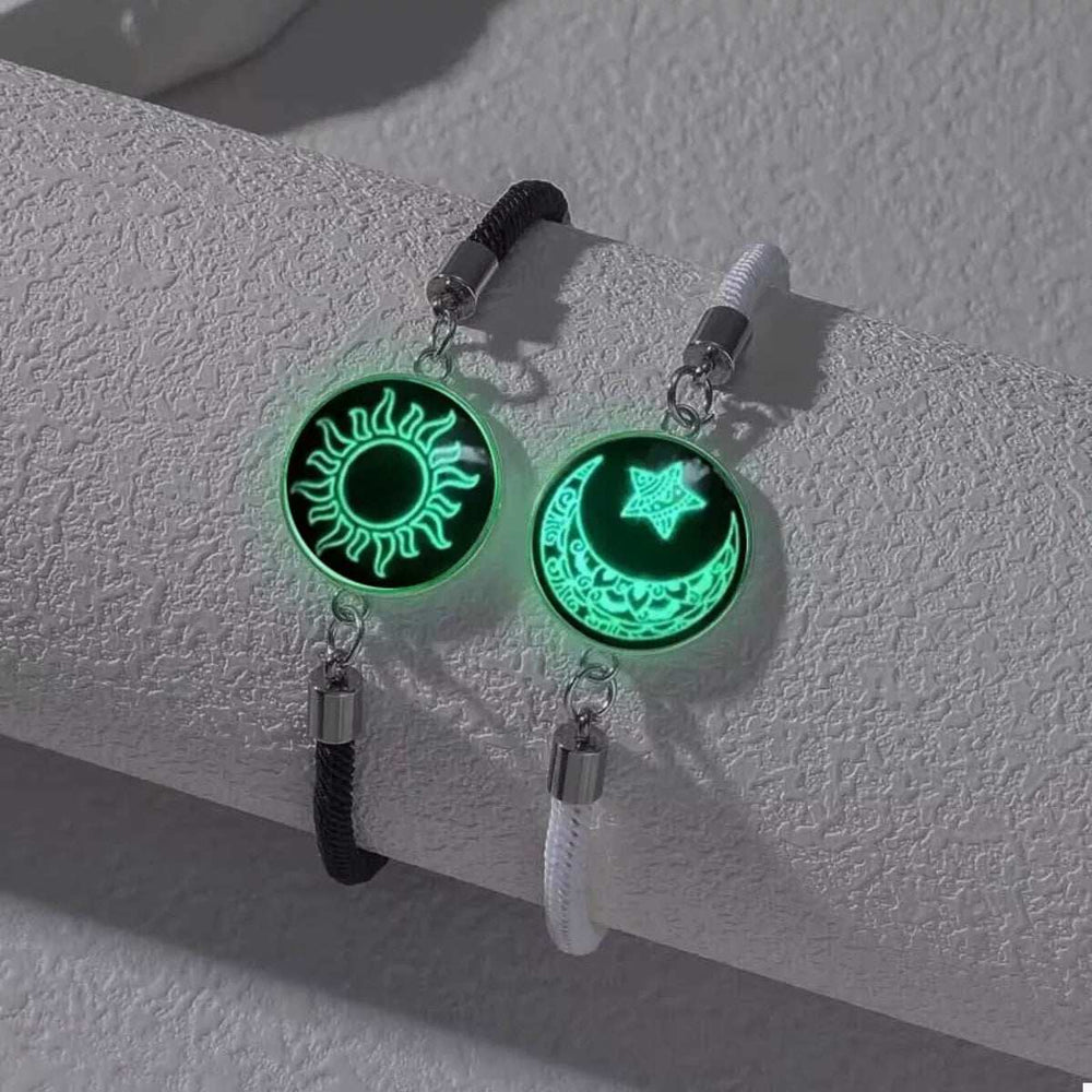 2-Piece Glow-in-the-Dark Sun Moon Bracelet - Trendsi - Flyclothing LLC