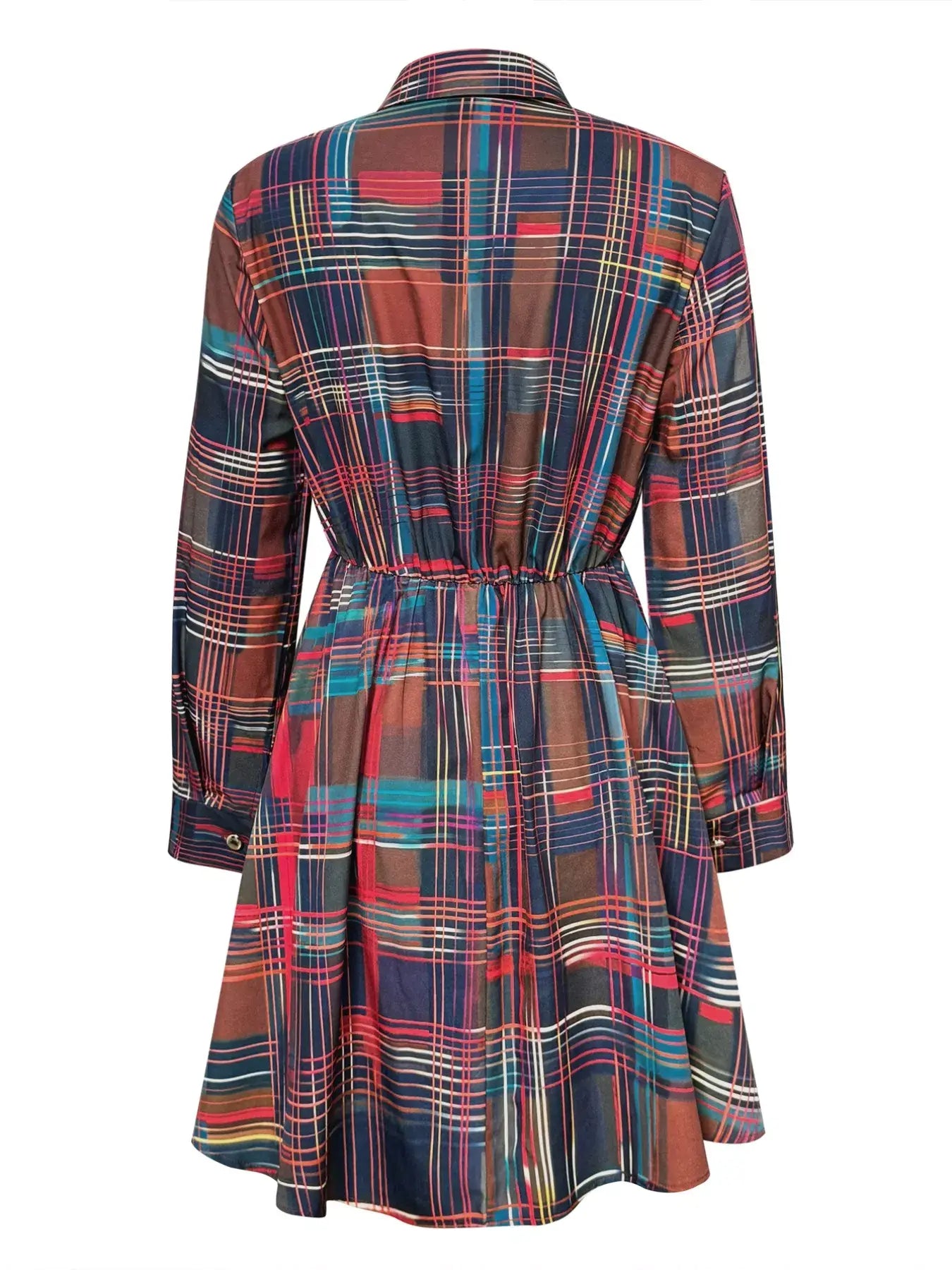 Plaid Long Sleeve Shirt Dress - Trendsi - Flyclothing LLC