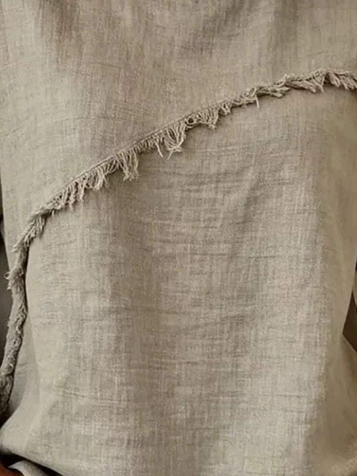 Full Size Frayed Hem Short Sleeve Top Plus Size - Trendsi - Flyclothing LLC