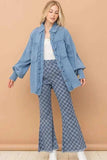 And The Why Checkerboard High Waist Bell Pants - Trendsi - Flyclothing LLC