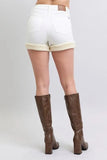 Judy Blue Full Size High Waist Shearling Cuff Denim Shorts Plus Size - Trendsi
