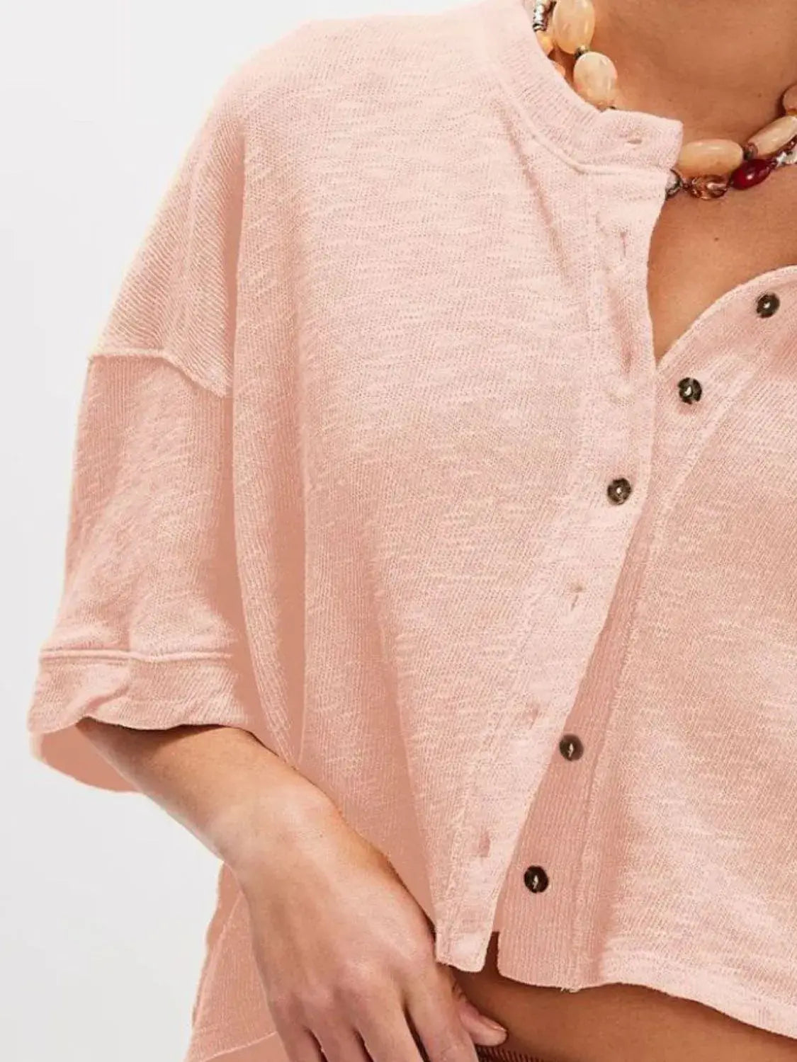 Button Down Half Sleeve Shirt - Trendsi - Flyclothing LLC