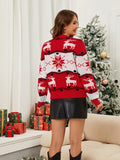 Christmas Pattern Round Neck Long Sleeve Sweater - Trendsi