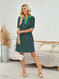 Contrast Striped Short Sleeve Mini Dress - Trendsi - Flyclothing LLC