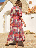 Printed Half Sleeve Midi Dress - Trendsi