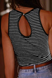 Striped Ribbed Round Neck Tank - Trendsi - Flyclothing LLC
