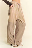 Davi & Dani Rhinestone Drawstring Wide Leg Pants - Trendsi