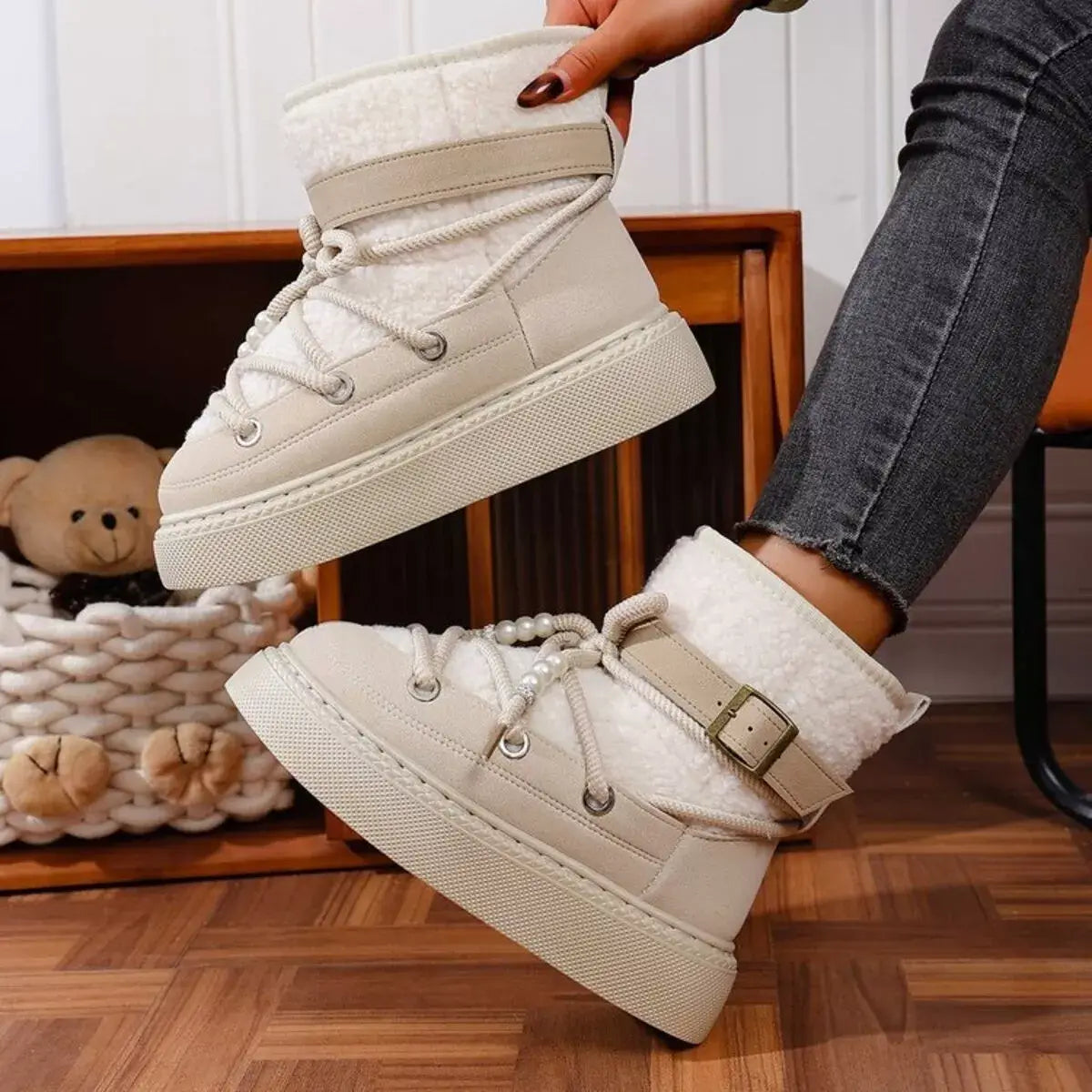 Lace Up Platform Boots - Trendsi - Flyclothing LLC