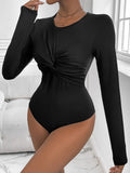 Perfee Twisted Round Neck Long Sleeve Bodysuit - Trendsi