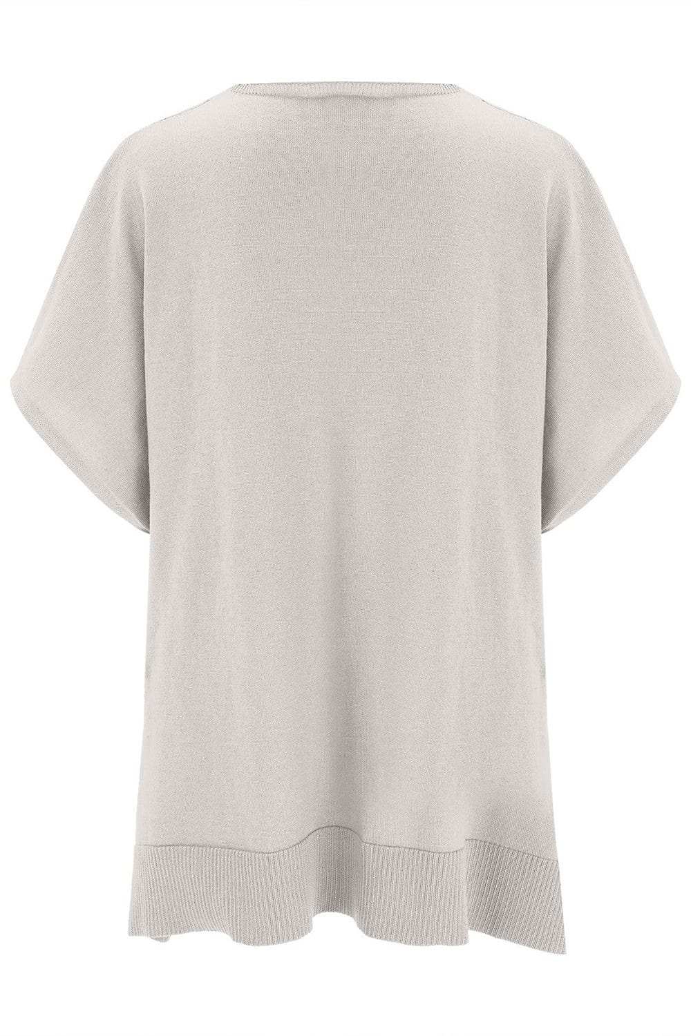 Slit V-Neck Half Sleeve Knit Top - Trendsi - Flyclothing LLC