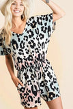 BiBi Gradation Leopard Soft Knit V-neck Romper - Trendsi