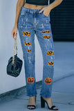 Pumpkin Distressed Straight Jeans - Trendsi
