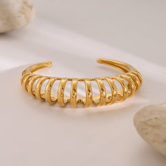 18K Gold-Plated Stainless Steel Cutout Bracelet - Trendsi