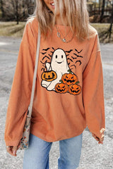Jack-O'-Lantern Round Neck Long Sleeve Sweatshirt - Trendsi - Flyclothing LLC